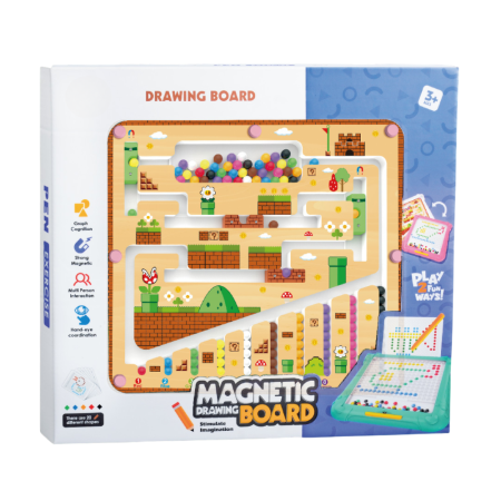 Jocuri magnetice - Tablita de desen 2 in 1 cu magneti - Labirint colorat