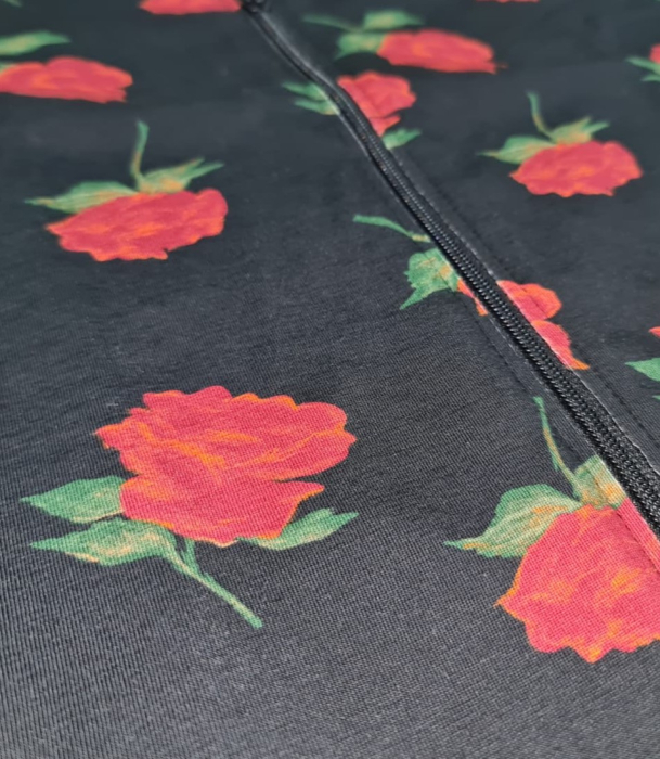 Capot Damă Floral Negru cu Fermoar [2]