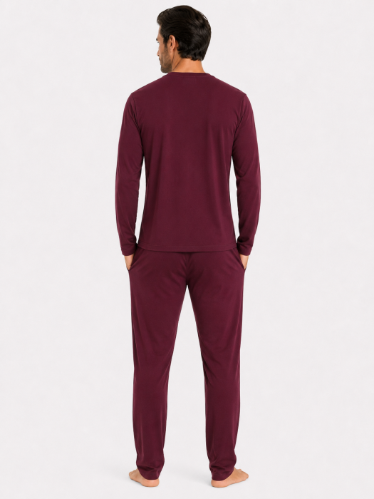 Pijama Bărbați Bordo Bumbac 100% [2]