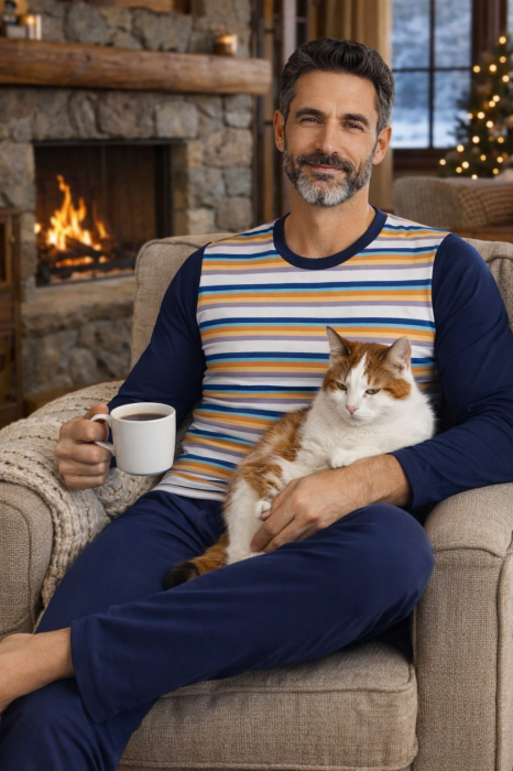 Pijama Bărbați Denim Bumbac [5]