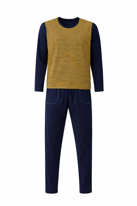 Pijama Bărbați Muștar Bumbac 100% [3]