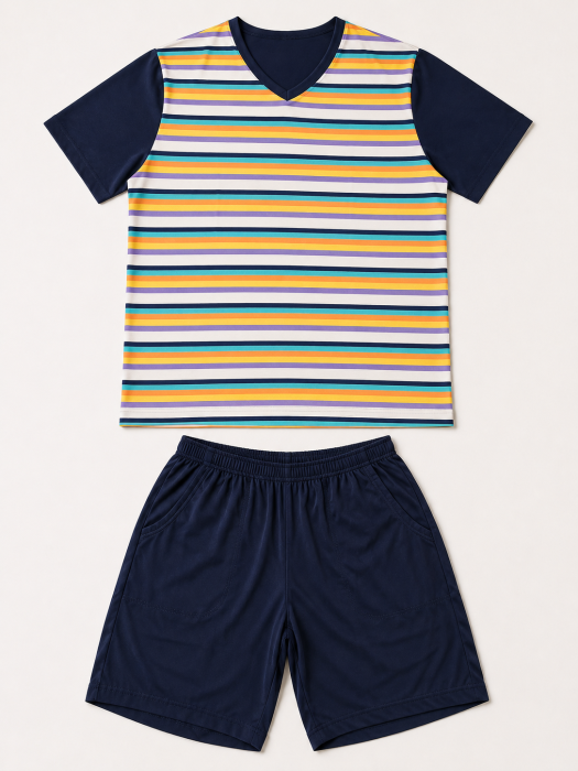 Pijama Bărbați Scurtă Multicolor Mărime Mare [3]