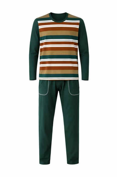Pijama Bărbați Verde Bumbac 100% [3]
