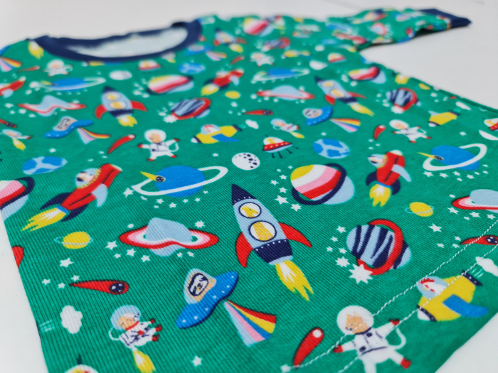 Pijama Bebe Cosmos Verde Bumbac [4]