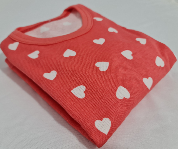 Pijama Copii  Bumbac Corai cu Inimioare [3]