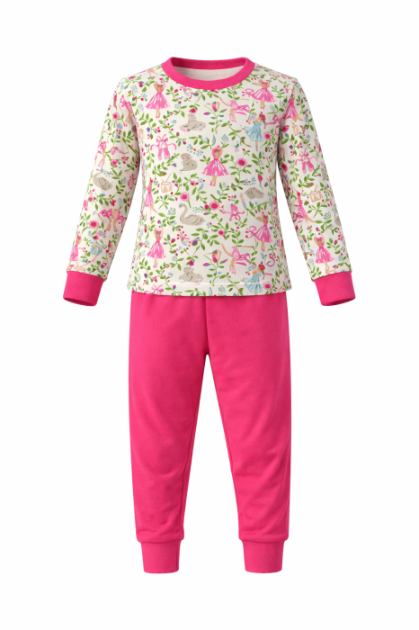 Pijama Copii  Bumbac Roz cu Balerine [2]