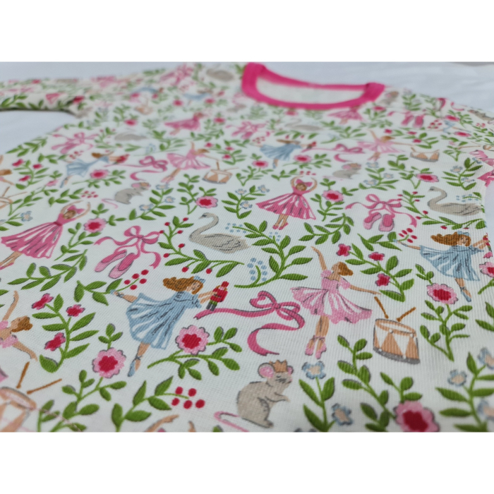 Pijama Copii  Bumbac Roz cu Balerine [4]