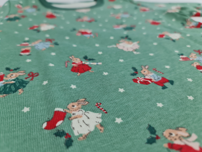 Pijama Copii  Bumbac Verde cu Iepuraș [3]