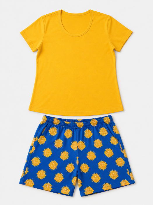 Pijama Damă Galbenă Scurtă de Vară [2]