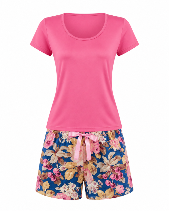 Pijama Damă Roz Scurtă de Vară [2]