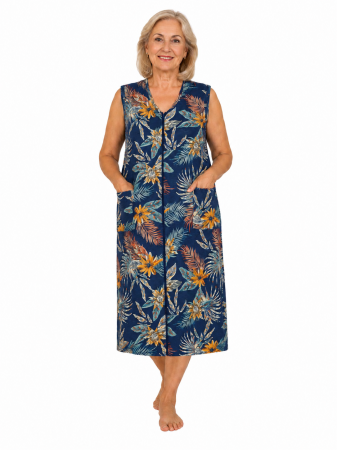 Capoate - Capot Damă Floral Denim cu Fermoar