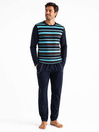 Pijamale Lungi Barbati - Pijama Bărbați Bleumarin Bumbac 100%