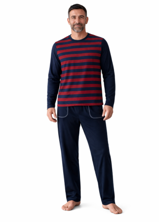 BARBATI - Pijama Bărbați Bleumarin Vișiniu