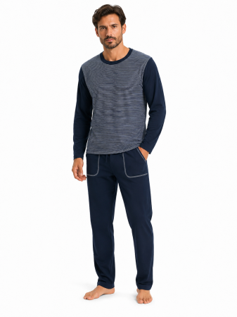 Pijamale Barbati - Pijama Bărbați Blue Bumbac 100%