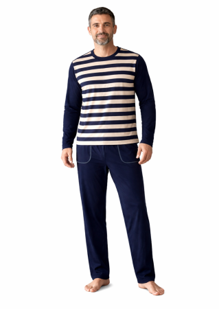 BARBATI - Pijama Bărbați Navy Crem