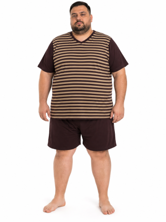 BARBATI - Pijama Bărbați Scurtă Crem Mărime Mare
