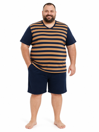 Pijamale Scurte Barbati - Pijama Bărbați Scurtă Crem Mărime Mare