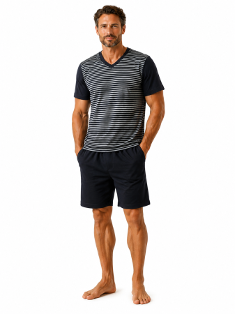 BARBATI - Pijama Bărbați Scurtă Dark Navy