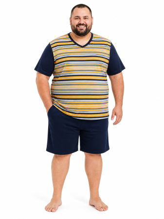 Pijamale Scurte Barbati - Pijama Bărbați Scurtă Galbenă Mărime Mare