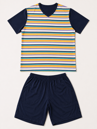 Pijama Bărbați Scurtă Multicolor Mărime Mare [2]