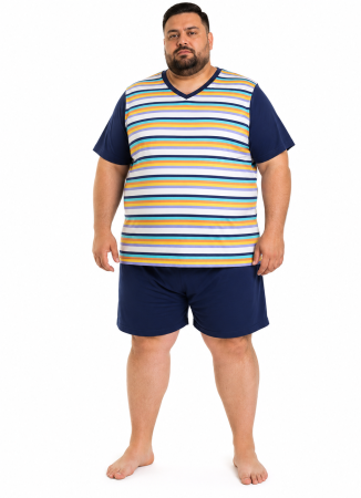 BARBATI - Pijama Bărbați Scurtă Multicolor Mărime Mare