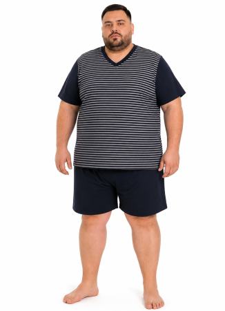 BARBATI - Pijama Bărbați Scurtă Navy Mărime Mare