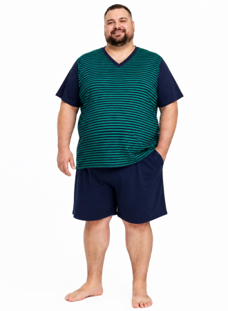 BARBATI - Pijama Bărbați Scurtă Verde Mărime Mare