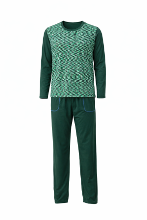 Pijama Bărbați Verde Melanj Bumbac 100% [2]