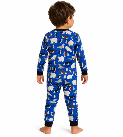 Pijama Bebe Arctic Blue Bumbac [1]