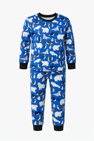 Pijama Bebe Arctic Blue Bumbac [3]