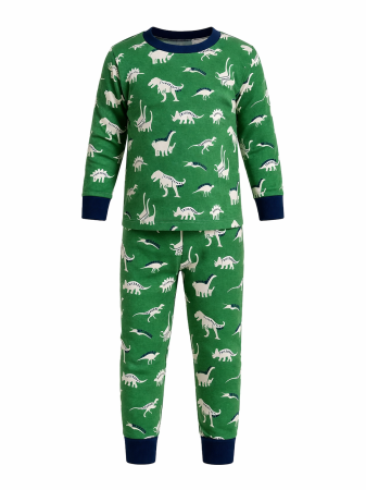 Pijama Bebe Dino Verde Bumbac [1]