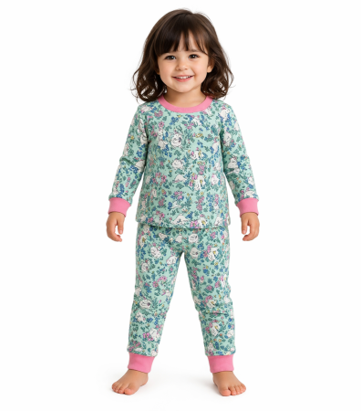 Pijamale Lungi Copii - Pijama Bebe Iepuraș Verde