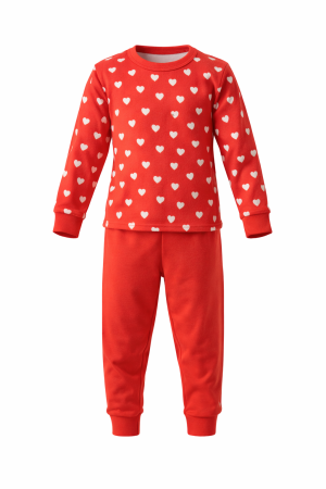 Pijama Copii  Bumbac Corai cu Inimioare [1]