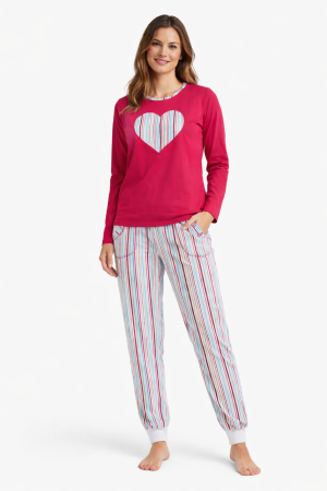 FEMEI - Pijama Damă Ciclam Bumbac 100%