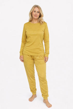 FEMEI - Pijama Damă RIB Muștar Auriu Bumbac 100%