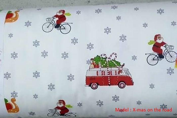 Fata de masa Craciun, 100% bumbac, 220g/mp, model X-mas on the road, Gecor [3]