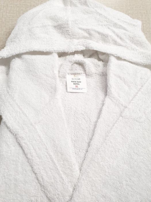 Halat de baie bumbac cu gluga, 430 gr/mp, Gecor, Alb [2]