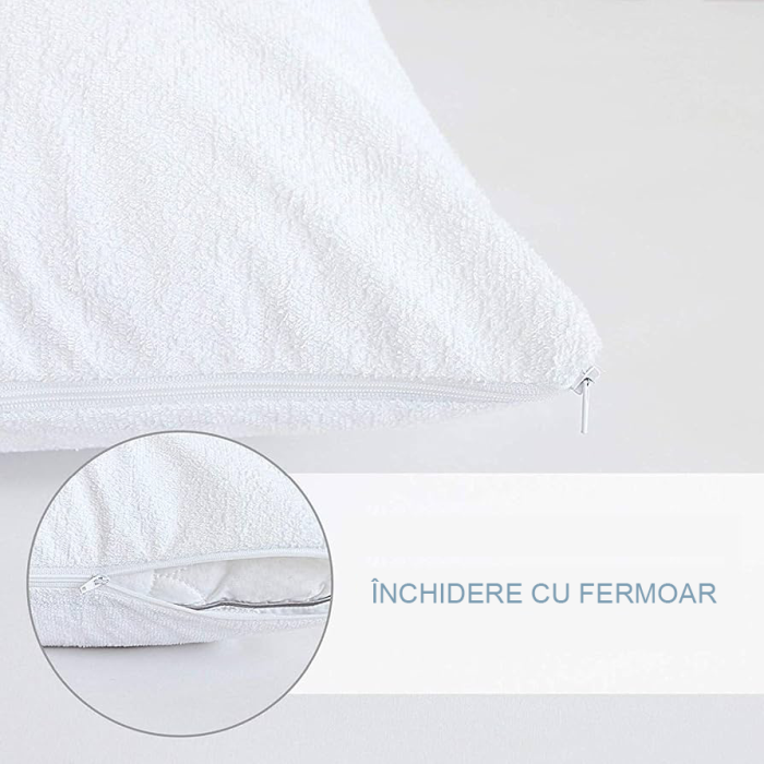 Husa perna impermeabila cu fermoar hotel, 160 gr, Terry, Gecor, Alba [2]
