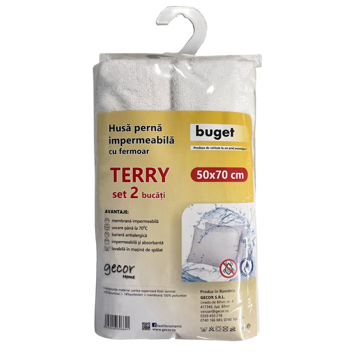 Husa perna impermeabila cu fermoar hotel, 160 gr, Terry, Gecor, Alba [8]
