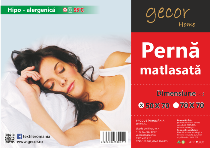 Perna matlasata cu bentita, hipo medicinala antialergica, Hipomed, Gecor, Alba [3]
