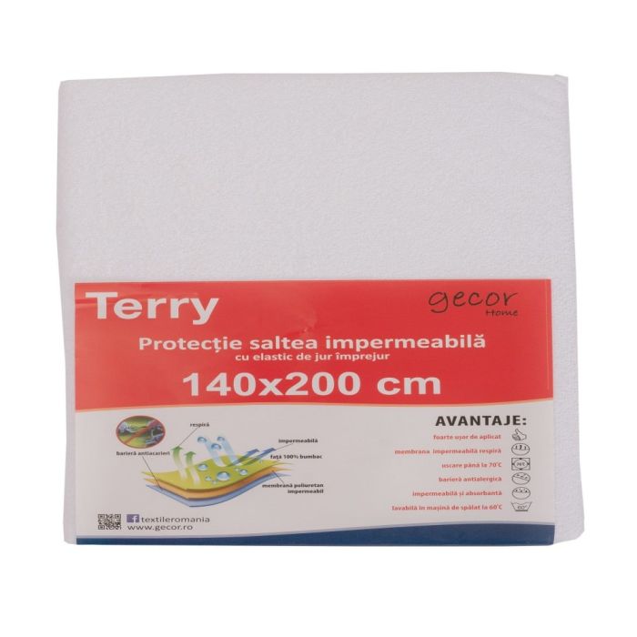 Protectie saltea impermeabila Terry, 160 gr, hotel, Gecor, Alb [10]