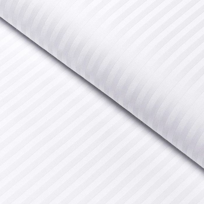 Lenjerie de pat Damasc satinat cu dungi de 1 cm,100% bumbac, Gecor, Alb [2]