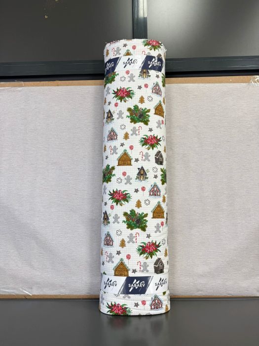 Tesatura imprimata waffle pique X-MAS 2,100% bumbac, latime 240 cm, 230 gr / mp, Gecor [2]