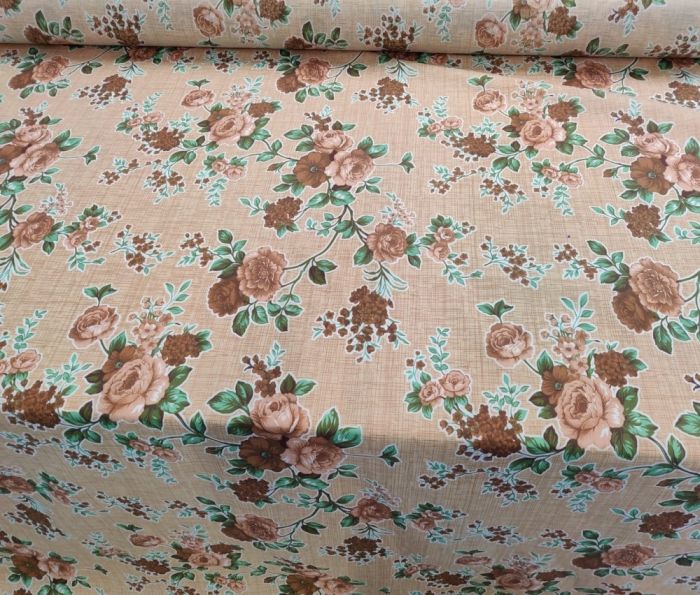 Tesatura ranforce PC imprimat, Brown Flowers, Gecor, latime 240 cm, 120 gr / mp [2]