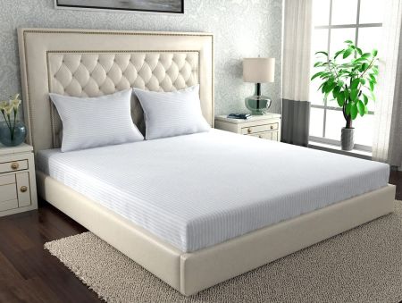 Lenjerii de pat - Lenjerie de pat Damasc satinat cu dungi de 1 cm, Gecor, Alb