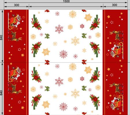 Craciun - Fata de masa Craciun, 100% bumbac, 170 g/mp, model 2, Gecor