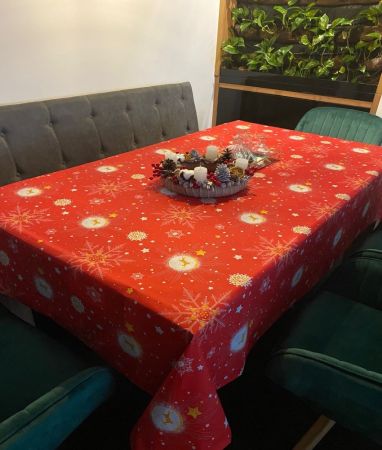 Craciun - Fata de masa Craciun, Ranforce satinat,100% bumbac, 125 g/mp, model 3, Gecor