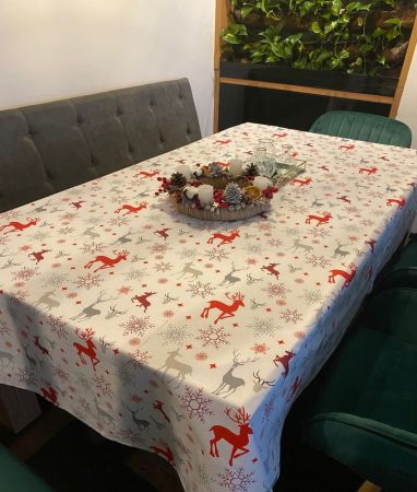 Craciun - Fata de masa Craciun, Ranforce satinat,100% bumbac, 125 g/mp, model 4, Gecor