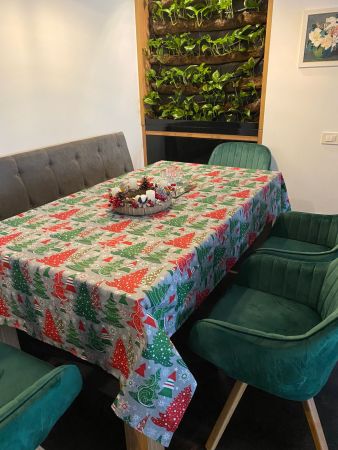 Craciun - Fata de masa Craciun, Ranforce satinat,100% bumbac, 125 g/mp, model 6, Gecor