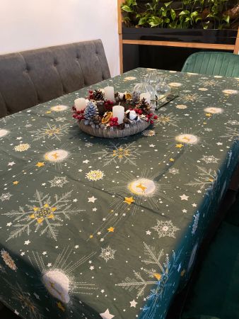 Craciun - Fata de masa Craciun, Ranforce satinat,100% bumbac, 125 g/mp, model 7, Gecor